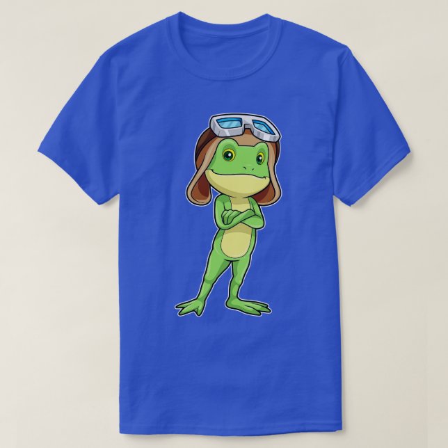 Camiseta Sapo como Piloto com Óculos de Chapéu (Frente do Design)