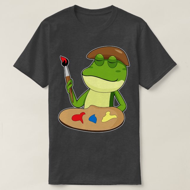 Camiseta Sapo como Pintor com Pincel e Pintura (Frente do Design)