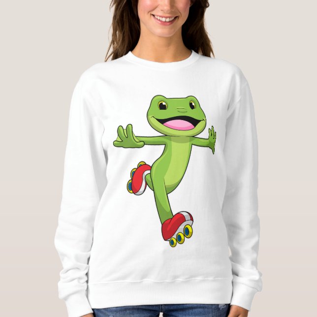 Camiseta Sapo como skater em linha com skates de cilindro (Frente)