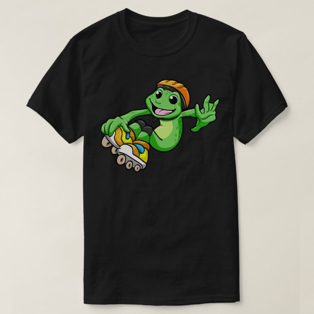 Camiseta Sapo como Skater Inline com Skates Inline e Helme (Frente do Design)