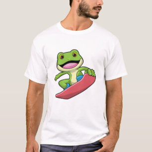 Camiseta Sapo como Snowboarder com Snowboard