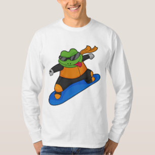 Camiseta Sapo como Snowobarder com Snowboard
