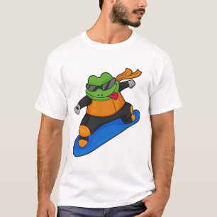 Camiseta Sapo como Snowobarder com Snowboard