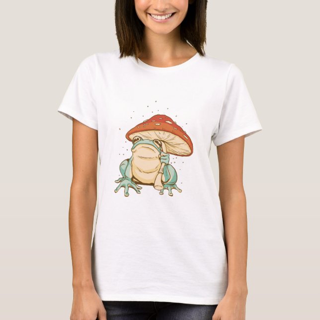 Camiseta Sapo cottagecore com cogumelo (Frente)