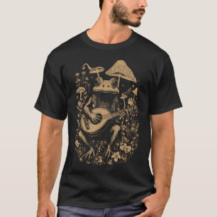 Camiseta Sapo Cottagecore Com Guitarra Acústica Cogumelo Ae
