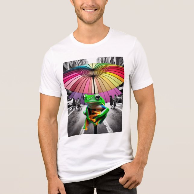 Camiseta "Sapo Cozy Refrigerindo debaixo de um guarda-chuva (Frente)