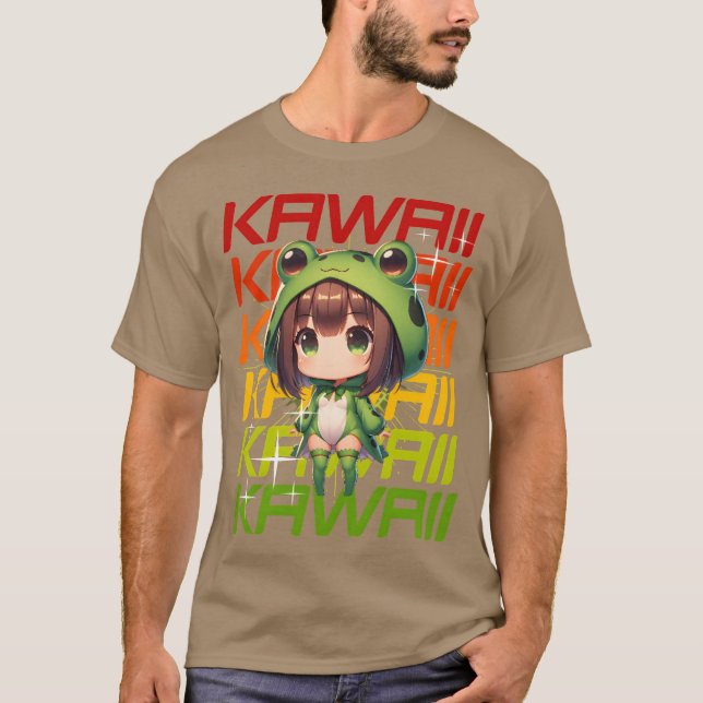 Camiseta Sapo de anime Kawaii Chibi vintage (Frente)