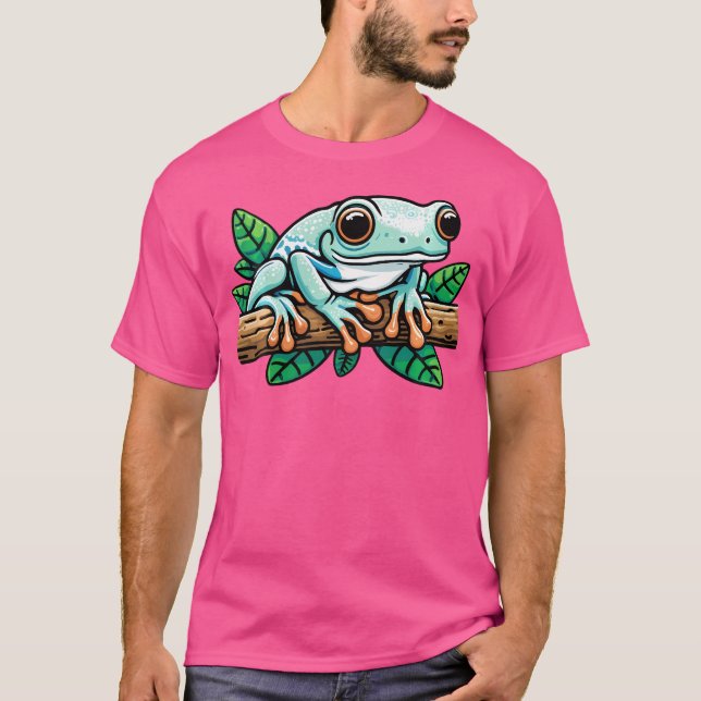 Camiseta Sapo de Árvore Branca Sobre Sapo Verde Australiano (Frente)