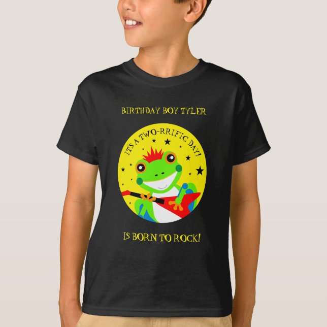 Camiseta Sapo de Árvore de Aniversário da Rockin com Violão (Frente)