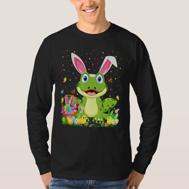 Camiseta Sapo de Árvore páscoa Coelho de Ovo Caça Pasta de  (Frente)