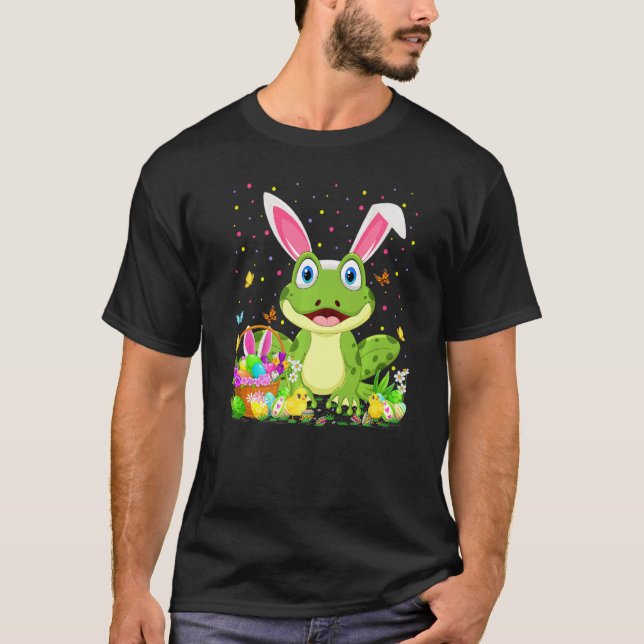 Camiseta Sapo de Árvore páscoa Coelho de Ovo Caça Pasta de  (Frente)