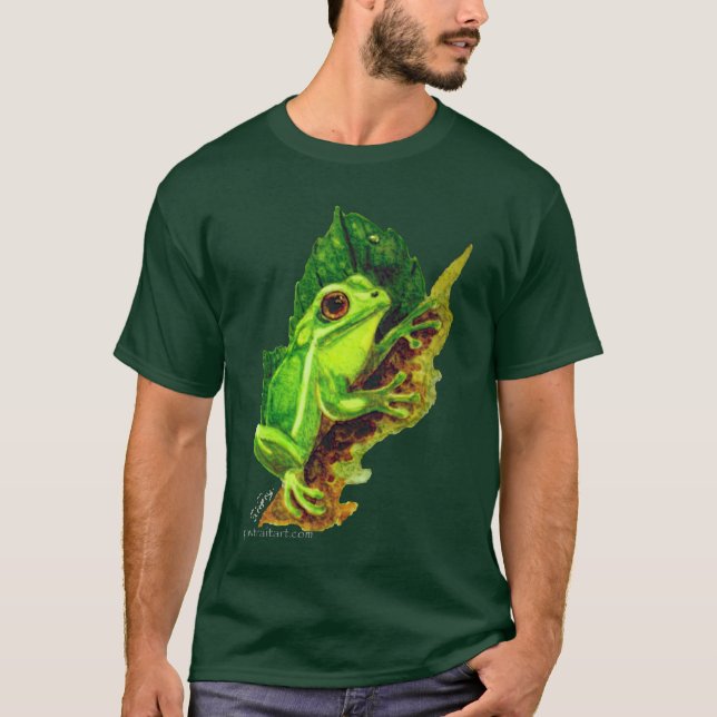 Camiseta Sapo de árvore verde (Frente)