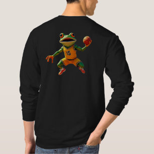 Camiseta Sapo de basquete preto de manga comprida