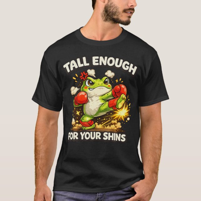 Camiseta Sapo de Boxe Sarcástico Engraçado Alto o Suficient (Frente)