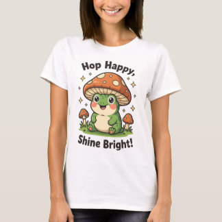 Camiseta Sapo de Cartoon Bonito com Tee de Chapéu de Cogão