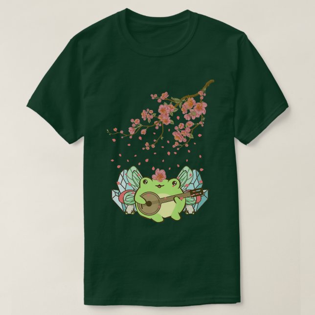Camiseta Sapo de Fada de Estética Fairycore Tocando Banjo C (Frente do Design)