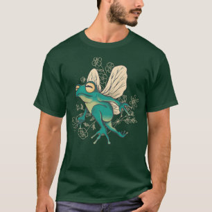 Camiseta Sapo de fadas de corte com asas e elementos florai