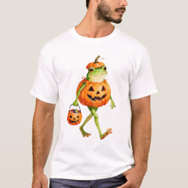Camiseta Sapo de Halloween bonito na fantasia de abóbora