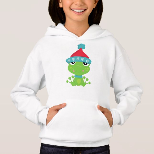 Camiseta Sapo de inverno, Sapo bonito, Sapo Verde, Escarf,  (Frente)