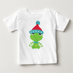Camiseta Sapo de inverno, Sapo bonito, Sapo Verde, Escarf, 