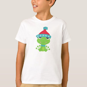 Camiseta Sapo de inverno, Sapo bonito, Sapo Verde, Escarf, 