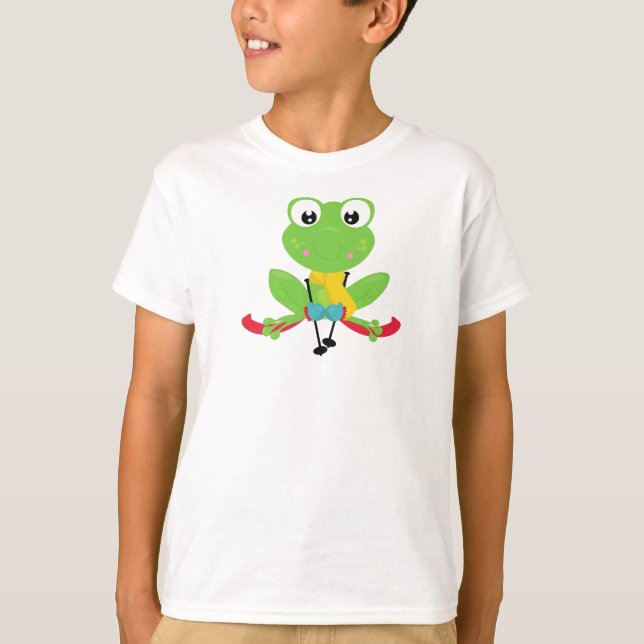 Camiseta Sapo de inverno, Sapo bonito, Sapo Verde, Pele, Es (Frente)