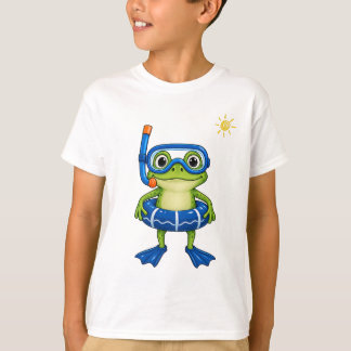 Camiseta Sapo de mergulho fofo nadando desenho animado