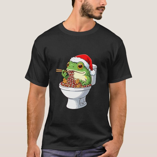 Camiseta Sapo de Natal Fofo Cane de Açúcar Férias Sapo Meme (Frente)