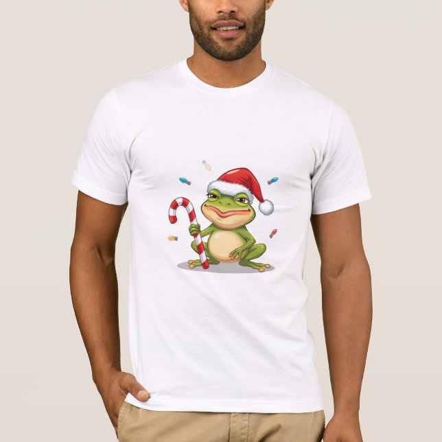 Camiseta Sapo de Natal Fofo Com Cana de Açúcar - Férias Div (Frente)