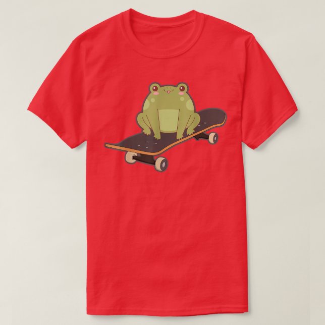 Camiseta Sapo De Skateboard Funny Kawaii Brincou Jogando Ja (Frente do Design)