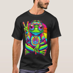Camiseta Sapo de Tingimento com Símbolo da Paz Hippie anos