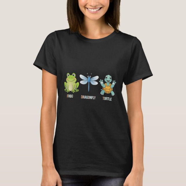 Camiseta Sapo Dragonfly Turtle Funny Cut Animal (Frente)