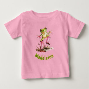 Camiseta Sapo em Botas Cor-de-Rosa de Chuva Monograma Paste