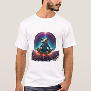 Camiseta Sapo em lótus posam em um asteroide flutuante com