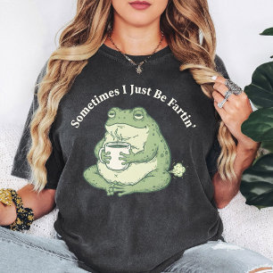 Camiseta Sapo Engraçado Com Café Dizendo Que Acaba de Peida