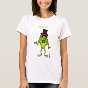 Camiseta Sapo engraçado com cartum de chapéu alto