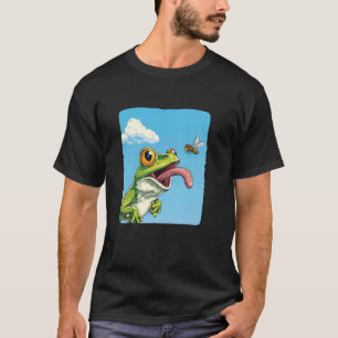 Camiseta Sapo Engraçado com uma Mosca para um Lanche Fantas