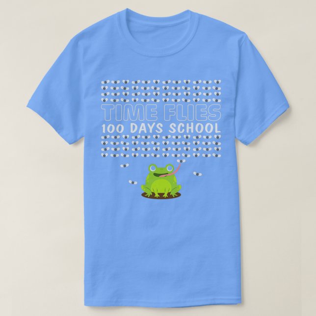 Camiseta Sapo engraçado e voa 100 dias de presentes escolar (Frente do Design)
