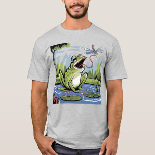 Camiseta Sapo Engraçado Pegando Arte Dragonfly