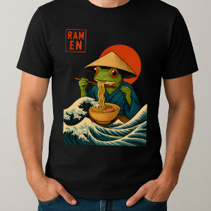 Camiseta Sapo Engraçado Ramen Sumi-e Kawaii Pink