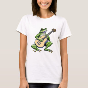 Camiseta Sapo Engraçado Tocando Violão