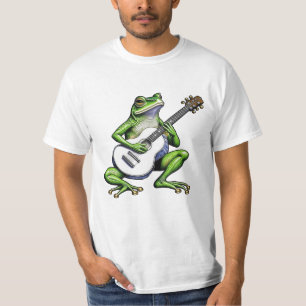 Camiseta Sapo Engraçado Tocando Violão