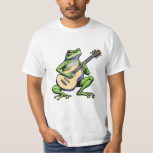 Camiseta Sapo Engraçado Tocando Violão