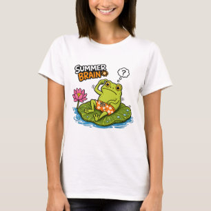 Camiseta Sapo Engraçado Verão Cérebro Sapo de Desenho Anima