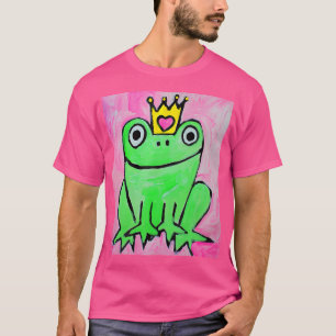 Camiseta Sapo Engraçado Vestindo Uma Coroa
