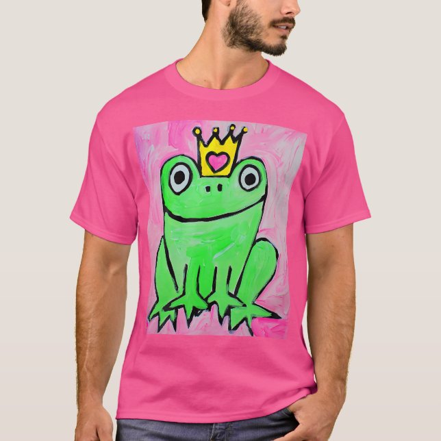 Camiseta Sapo Engraçado Vestindo Uma Coroa (Frente)