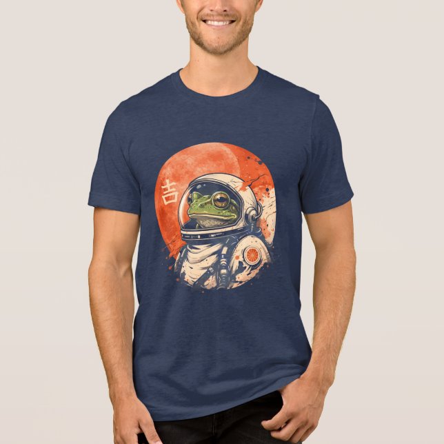 Camiseta Sapo Espacial Retro Sob a Lua Vermelha (Frente)