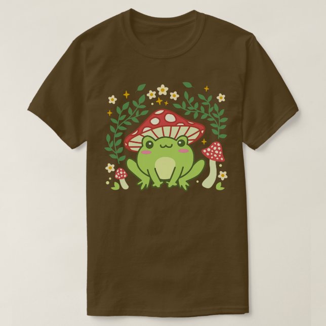Camiseta Sapo estético Mushroom Hat Cute Vintage Kawaii (Frente do Design)