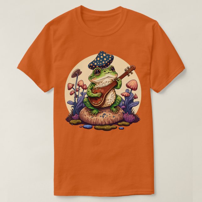 Camiseta sapo estético tocando ukelele em Mushroom (Frente do Design)