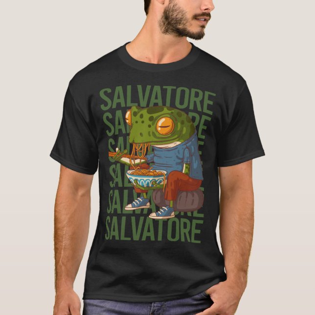 Camiseta Sapo Feliz - Nome Salvatore (Frente)